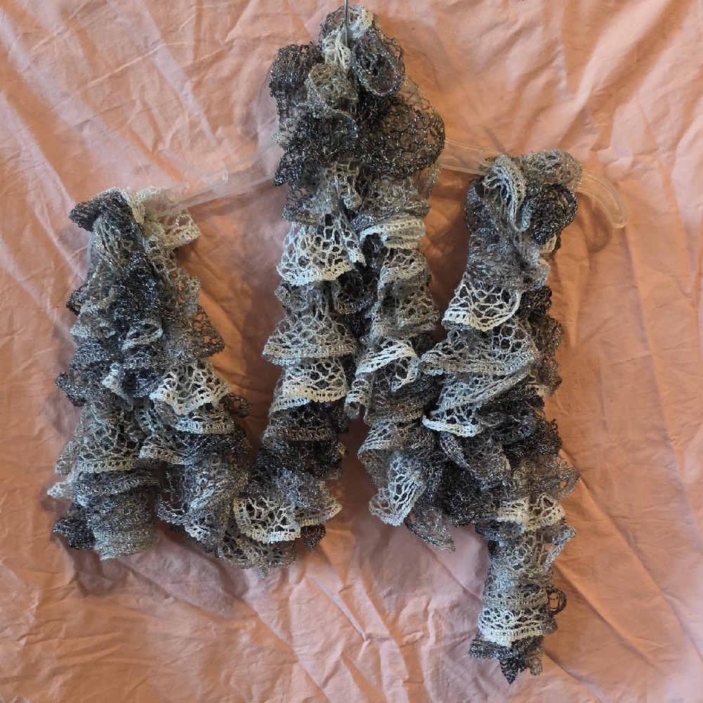 Silver and Black Lace Scarf